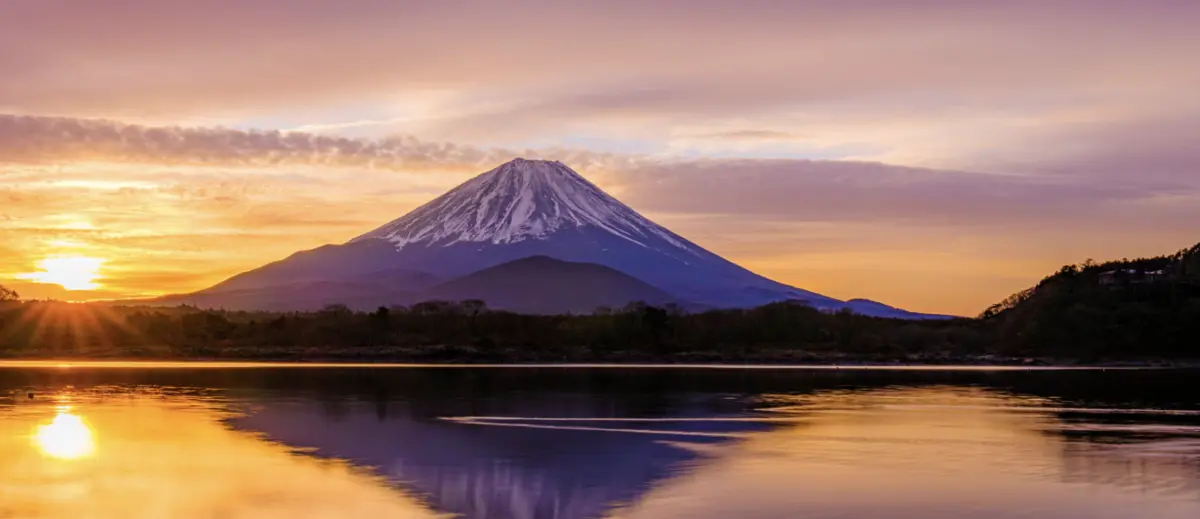 河口湖日落时的富士山